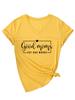 Las buenas mamás dicen que los malos deseos europeos y americanos son una estación independiente, una camiseta de manga corta con cuello en V para mujer con temperamento simple y combinable.