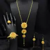 Juego de Joyería Calada de Flor Chapado en Oro de 24K 2023 Dubai Collar Aretes Pulsera Anillo Medio Oriente Joyería de Dubái