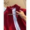 Cárdigan de Punto Holgado para Hombre, Chaqueta Suéter Rayada Roja de Otoño e Invierno, Suéter con Cremallera, Abrigo Cardigan de Punto para Hombre