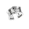 Anillo Popular de Patrón de Nueva Ola Estilo Coreano para Mujer, Anillo Abierto Vintage de Letras Estilo Hong Kong Resistente, Elegante Anillo para Dedo Índice