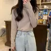 Atacado Transfronteiriço Outono e Inverno Estilo Coreano Preguiçoso Solto Malha de Manga Longa Roupa Íntima Feminina Top Externo Justo