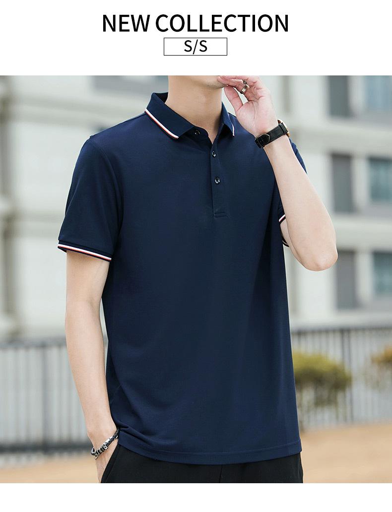 恒源祥桑蚕丝短袖T恤夏季男薄款商务休闲体恤t翻领莫代尔POLO衫男17
