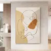 Pintura Decorativa para Sala de Estar Estilo Wabi-Sabi Sprayada, Arte de Parede Abstrata, Arte de Linha Criativa Vertical Grande para Hall de Entrada