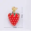 Venta directa del fabricante, al por mayor en stock, joyería de cobre dulce de 18 quilates con colgantes de frutas de fresa y cereza de esmalte de colores