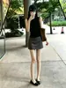 Traje de Falda Gris para Mujer, Falda Corta de Línea A Ajustada a la Cadera, Estilo Veraniego para Mujeres Maduras y Elegantes, Conjunto de Estilo Coreano