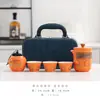 Conjunto de Chá de Viagem Portátil Estilo Camping ao Ar Livre Equipamento para Preparar Chá de Viagem Acompanha Copo Rápido Um Bule Três Xícaras