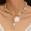 Joyería europea y americana transfronteriza, collar con diseño geométrico de concha y caracola estilo oceánico, conjunto de joyería versátil y de alta gama para mujer