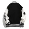 Chaqueta de Béisbol de Moda Estilo Americano para Hombres y Mujeres, Primavera y Otoño, Estampado Bf de Gama Alta, Bloques de Color, Chaqueta Casual Holgada