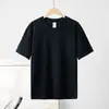 Camiseta Masculina de Manga Curta Masculina e Feminina Cor Sólida Top Algodão de Xinjiang de Peso Pesado Gola Redonda Solta Camisa Base Branca Manga Curta Verão
