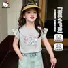 Camiseta de Verão Doce e Fofa para Meninas 2026 Nova Casual Solta de Algodão com Mangas Pequenas Leves