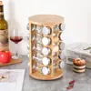 Personalizado Transfronterizo Medio Oriente Amazon Base Giratoria Vidrio Set de Botellas para Condimentos Estante de Madera para Condimentos Fabricante Venta al por Mayor