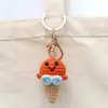 Pingente de Sorvete de Crochê, Charme para Bolsa Tecido com Fio, Enfeite de Sorvete Tricotado, Chaveiro, Acessório Feito à Mão para Chave de Carro