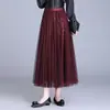 Falda de Malla Elegante y Juvenil con Lentejuelas Estilo Coreano para Mujer, Nueva Primavera 2025 Cintura Elástica Falda de Línea A Adelgazante con Caída