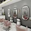 Espejo Estación de Barbería Famoso en Internet de Moda, Espejo para Salón de Peluquería, Dedicado para Cortar el Cabello, con Luces LED, Montado en Pared, Unilateral, Diseño Simple