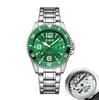 Zido marca imitação mecânica verde água fantasma relógio masculino espelho convexo alta moda casual relógio de quartzo luminoso à prova d'água