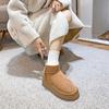 Xd2 Huidong Yixinda Piel Genuina Hogar Terciopelo Botines Cortos Suela Gruesa Botas de Nieve Pantuflas de Algodón Peludo para Mujer
