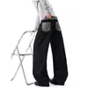 Novedad de Otoño Pantalones de Mezclilla Color Original para Hombre Estilo Retro Americano Sueltos de Pierna Ancha Moda Caída Pierna Recta Pantalones Largos