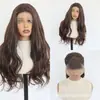Comercio electrónico transfronterizo: Peluca de encaje frontal estilo europeo y americano 13*4, diseño de onda grande, peluca de fibra sintética de alta gama que imita el cabello humano, resistente al calor y lisa