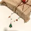 Atmósfera Navideña ~ Collar de Árbol de Navidad Hombre de Jengibre Nuevo Estilo Otoño e Invierno 2025 Estilo Popular Cadena Dulce y Versátil para Clavícula para Mujeres