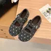 Outono 2026 Sapatos Mary Jane Baixos Mocassins Flats D'Orsay Femininos Retro Poá Estilo Coco Chanel Sapatos Individuais Novo Estilo Francês