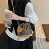 Bolsa de Cubo con Cordón Estampado Sencillo para Mujer Verano 2026 Bolso de Mano Bolso Tote Casual Elegante Bolso Cruzado para Hombro