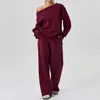 Traje de Dos Piezas Casual de Moda con Hombro Descubierto, Estilo Deportivo de Amazon, Nuevo Estilo Otoño e Invierno Transfronterizo Europeo y Americano 2025