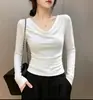 Nueva Camiseta Negra de Manga Media y Manga Larga para Mujer 2026, Ropa de Verano con Diseño de Cuello Amplio, Top Off-Shoulder para Verano-Otoño, Camiseta Básica