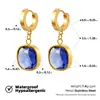 Brincos Transfronteiriços de Pedras Preciosas Grandes de Alta Qualidade para Mulheres, Aço Titânio Galvanizado a Ouro 18K com Diamantes, Brincos Quadrados, Acessórios de Orelha da Moda de Luxo Leve
