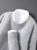 Camiseta Base Casual Holgada de Cuello Redondo para Hombre, Terciopelo de Color Sólido Amigable con la Piel, Suéter de Punto Grueso Estilo Minimalista para Otoño e Invierno