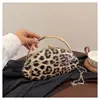Nova Bolsa de Jantar Cross-Border 2025 Nova Moda Alta Qualidade Estampa de Leopardo Feminina Ombro Transversal Clutch