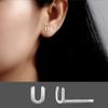 Brincos de Letra em Prata de Lei S999 para Mulheres, Brincos Simples e Compactos, Piercing na Orelha, Pregos para Cartilagem da Orelha, Brincos de Prata por Atacado