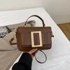 Bolsa Quadrada Pequena Estilo Retrô Hong Kong para Mulheres 2025 Nova Moda Coreana Tendência Bolsa Transversal Bolsa de Ombro Texturizada Cor Pura