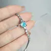 Transmisión en Vivo de Fuegos Artificiales de Nueva Ronda-Pulsera de Circonita Cortada, Pulsera de Colorido Cubo de Azúcar con Piedra Rosa y Diamante Azul a la Moda-Juego Completo