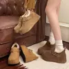 Botas de nieve zapatos peludos zapatos de algodón mujer 2026 otoño e invierno estilo nuevo tacón oculto suela gruesa con terciopelo completamente cerrados zapatos Birkenstock zapatos de mujer