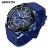 Reloj de Cuarzo para Hombre de Moda Popular Transmisión en Vivo Marca Sanda Casual y Versátil Tres Ojos Seis Agujas Luminoso Resistente al Agua Reloj para Hombre