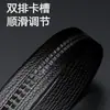 Cinturón de Piel de Vacuno de Primera Capa Doble Cara con Patrón de Corteza para Hombre, Hebilla Automática de 3.5cm, Sin Hebilla