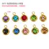 20 peças/pacote cor mista fundo redondo strass pequeno pingente aço inoxidável 6mm brinco pulseira pingente diy acessórios de diamante coloridos