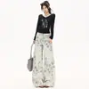 Outono de 2026 Novo Calça Casual Jacquard de Perna Larga Calça Reta Feminina Jeans Moderno Solto Fashion para Mulheres Atacado