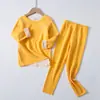 Conjunto de Ropa Interior Térmica para Niños Polar Ropa de Otoño y Pantalones para Niños Pijama Delgado para Niños con Capa Base de Algodón para Niñas