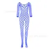 Lencería Sexy Europea y Americana Sexy de Manga Larga con Aberturas Agujeros Grandes de Malla Body Completo Medias de Malla Entrepierna de Malla Transparente W097