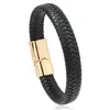 Pulsera trenzada de cuero multicolor de estilo simple nuevo europeo y americano con hebilla magnética de aleación, pulsera versátil retro para hombre, accesorios de joyería