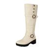 Nova Fivela de Cinto Botas Europeias e Americanas Botas Romanas Retrô Botas de Salto Médio Botas Profissionais Tamanhos Grandes 40-46 Botas de Exportação
