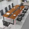Mesa de Escritório e Cadeira para Empresa Combinação Mesa Longa Simples para Conferências Treinamento Prático para Funcionários do Escritório Mesa de Estação de Trabalho Multifuncional