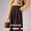 Pantalones Marrones de Pierna Ancha con Forro de Polar para Mujer 2025 Nuevo Otoño e Invierno Melard Rectos Casuales Sueltos de Cintura Alta Pantalones de Lana