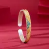 Pulsera de Plata Pura 9999 con Pintura Dorada de Paisaje de Mil Millas y Esmalte del Sutra del Corazón como Regalo para tu Novia