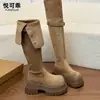 Couro Genuíno Solado Grosso Aumento de Altura Acima do Joelho Duas Vias Botas de Cavaleiro Botas Western Femininas 2026 Outono Novo Moda Versátil Botas Longas