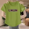 Verão Curto Tendência Marca Ombro Normal Top Algodão Imitado Chique Slim Fit Manga Curta Camiseta Branca 2024 Novo Estilo Coreano Roupas Femininas