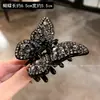 Pinza para el Cabello de Mariposa con Diamantes Completos de Diseñador para Mujer, Estilo de Lujo de Alta Gama, Adecuada para Cabello Fino, Nueva Pinza para el Cabello de Media Recogida para la Parte Posterior de la Cabeza