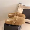 Pantuflas sin cordones, engrosadas, cálidas y forradas de felpa, versátiles para cualquier atuendo, nuevo estilo Boken 2026, zapatos peludos para mujer, pantuflas chic de invierno