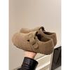 Sapatos Birkenstock Inclusivos de Solado Grosso Marrom Estilo Rainha Retrô para Mulheres 2025 Novo Outono com Saia Sapatos de Algodão com Forro de Lã
